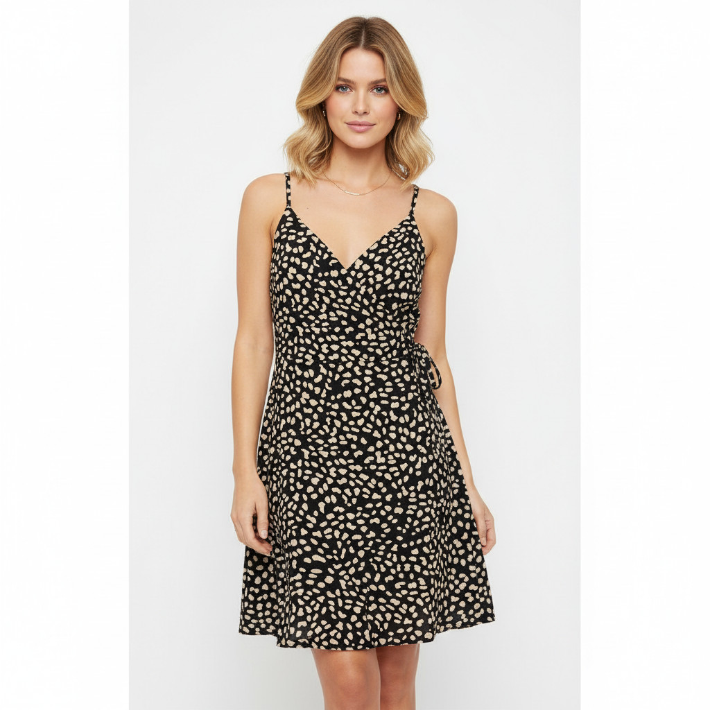 Sanctuary Leopard Print Wrap Dress Size S Small Animal Spot Sleeveless V-Neck