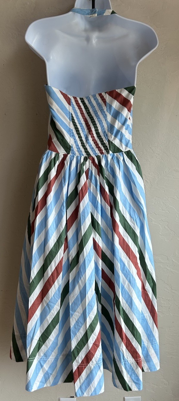 Maeve Anthropologie Striped Halter Midi Dress NWT XS Preppy Coastal Sundress