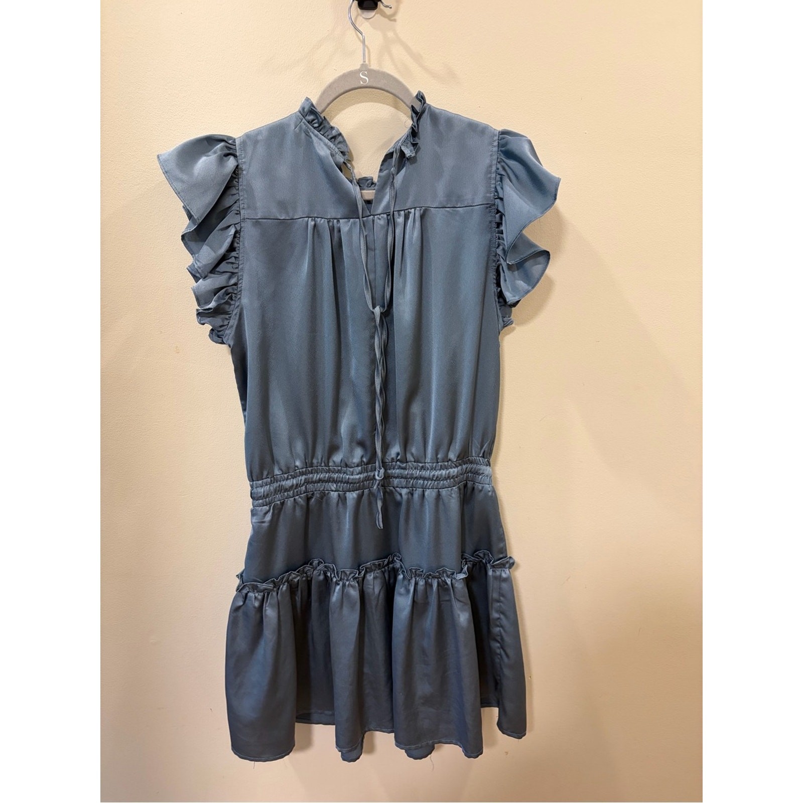 The Pants Store Women’s Blue Ruffle Sleeve Tiered Dress