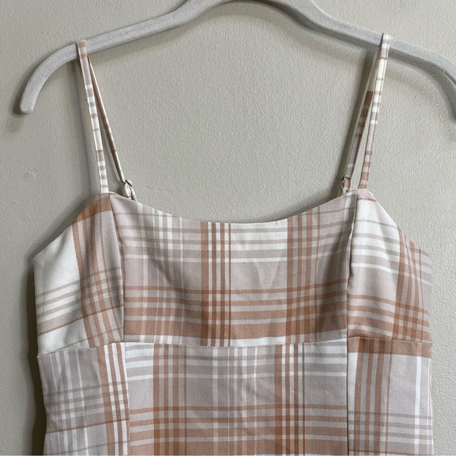 NWT Aeropostale Cream Tan Plaid Y2K Mini Dress Size Small