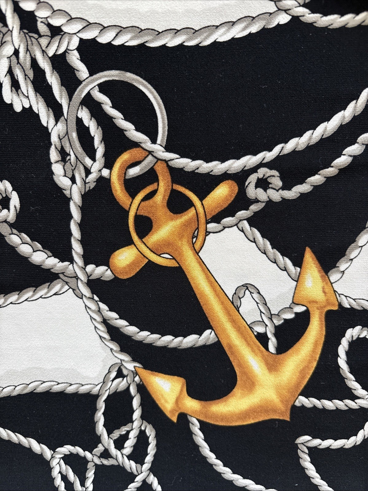 Ralph Lauren Nautical Chain Anchor Sheath Black Dress Rope Belt Size Medium