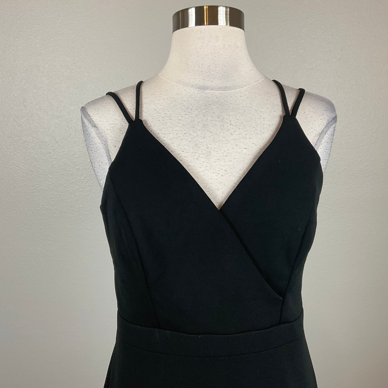 XSCAPE Black Evening Gown Ruffled High Low Sleeveless Sheath Dress Size 8