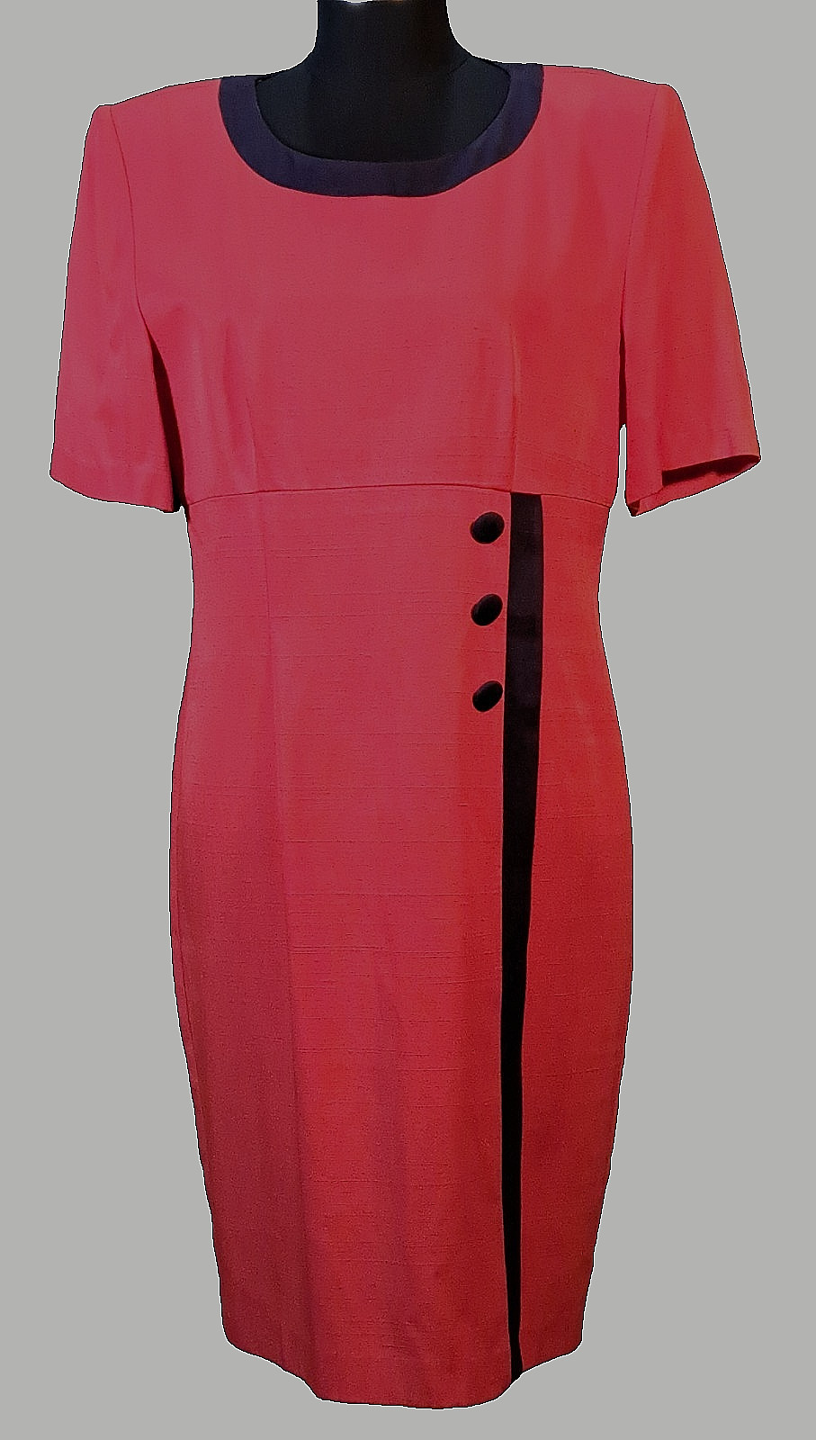 Vintage Dani Max Lois Snyder Dress Red Navy Short Sleeve Sz 10 80’s 90’s