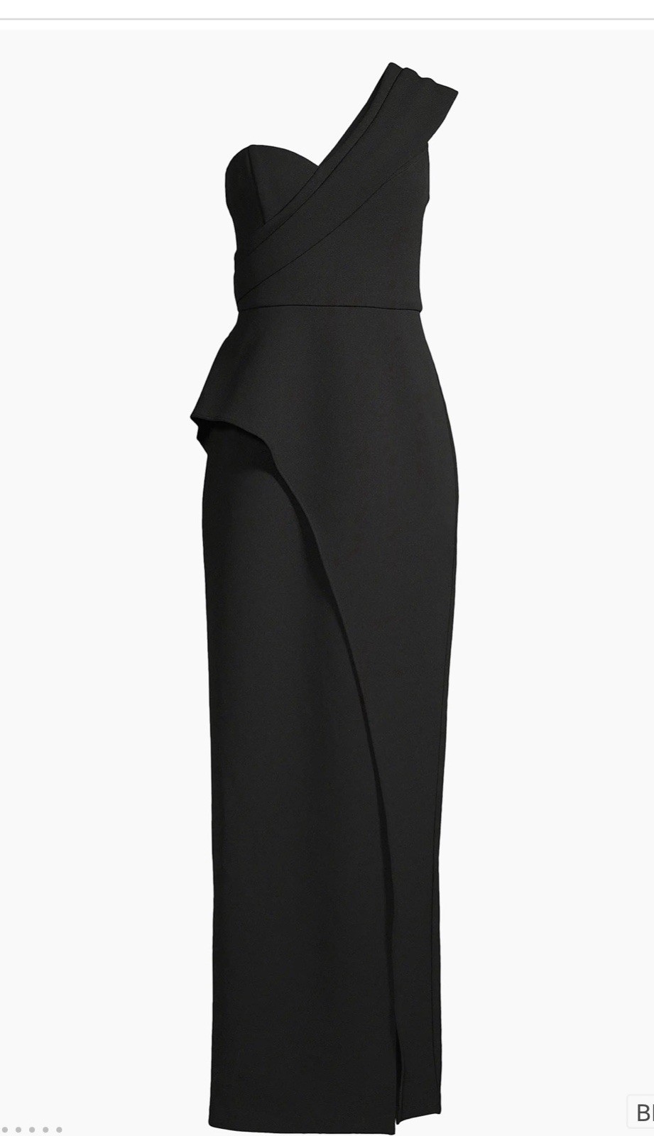 AIDAN MATTOX Asymmetrical One Shoulder Column Evening Dress Black,