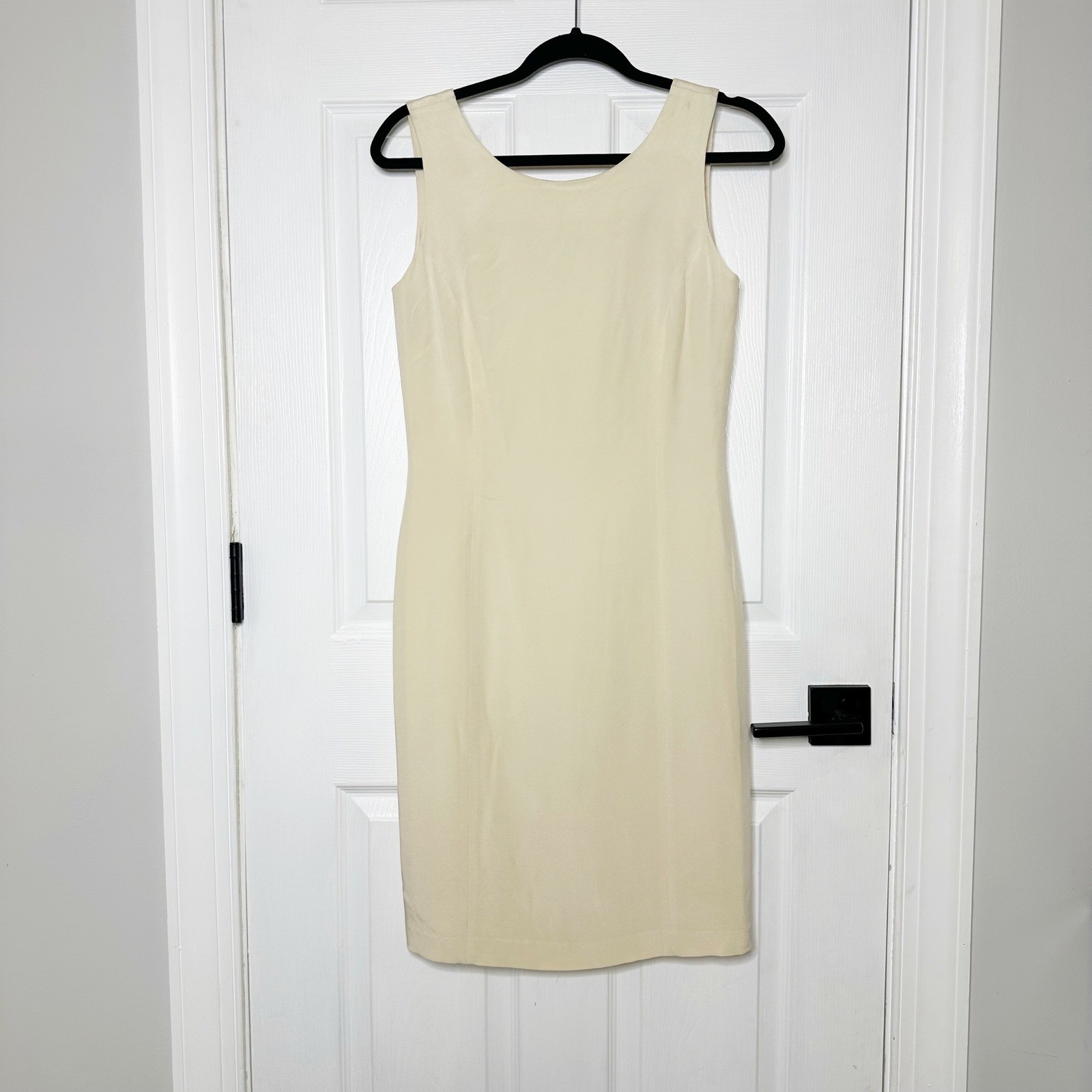 Escada Couture 100% Silk Sheath Dress Ivory Cream EU 38 US M Quiet Luxury