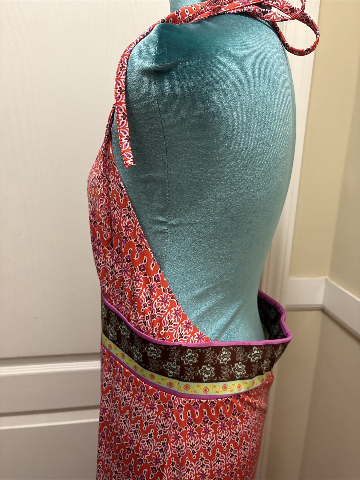 Autumn Colors Halter Spaghetti Strap Maxi Boho Festival Hippie Sun Dress Large