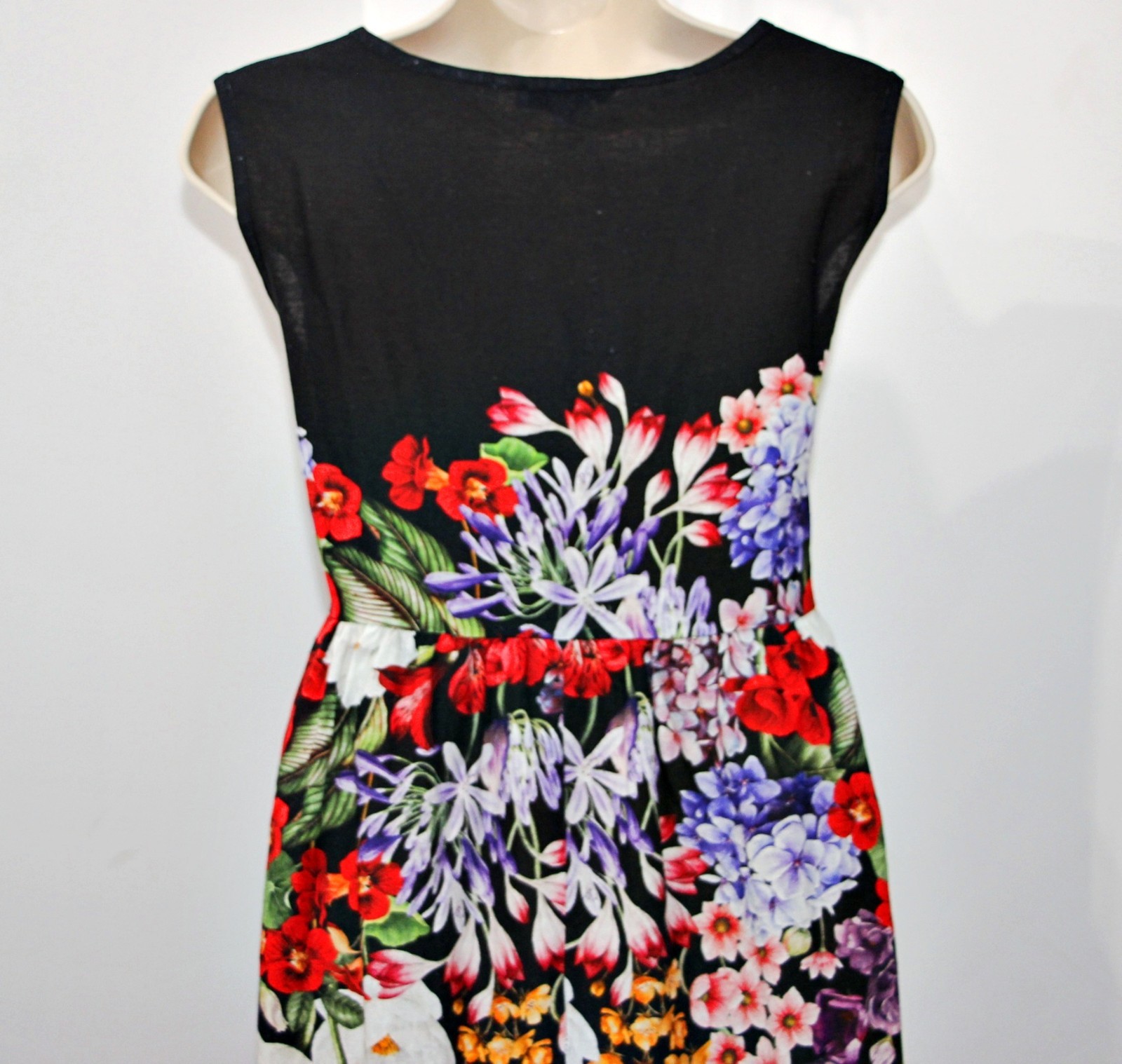 Le Ragazze Linen Blend 40″Long Empire Waist Sleeveless Floral Dress sz XL