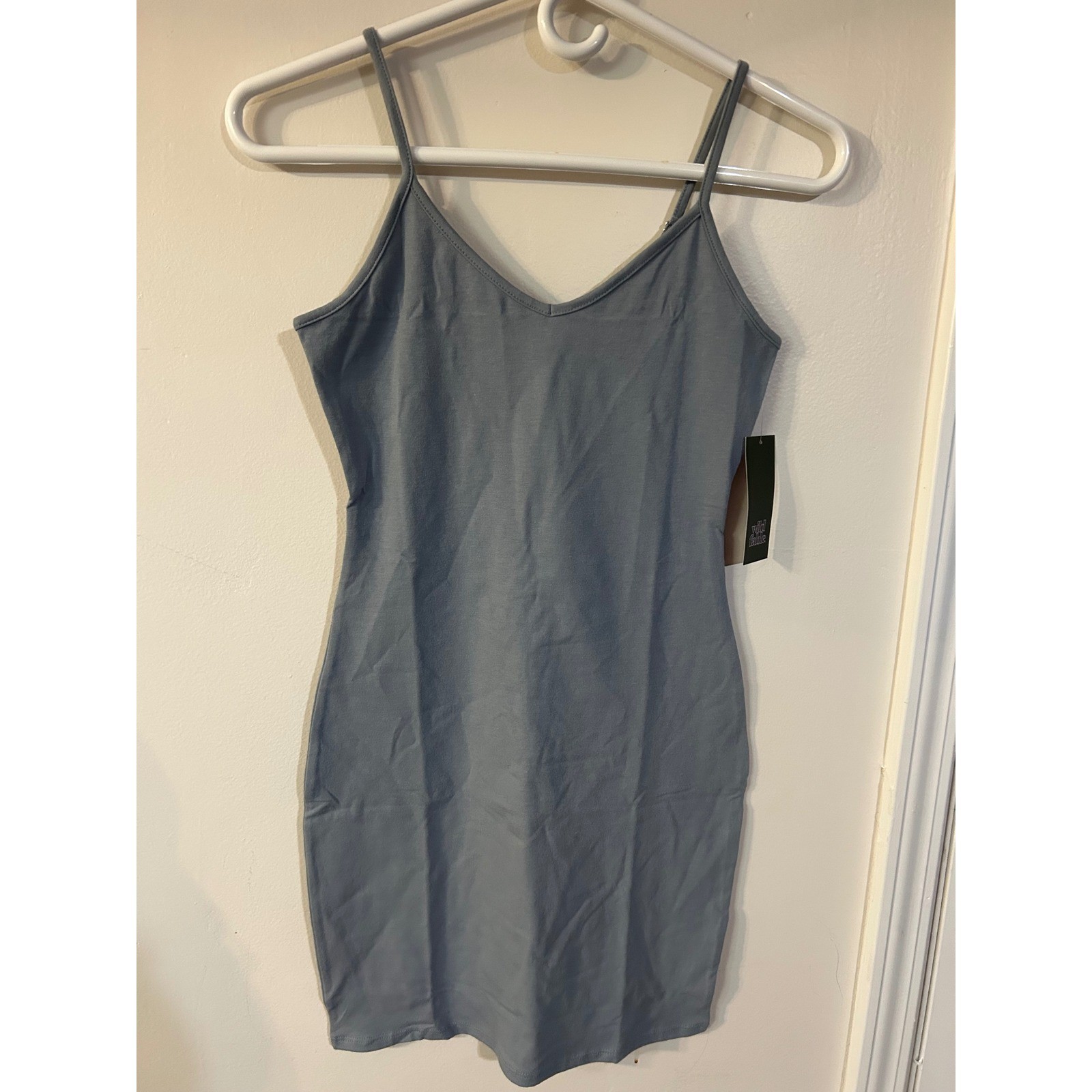 Wild Fable Strappy V-Neck Bodycon Knit Dress Slate Blue Small NWT