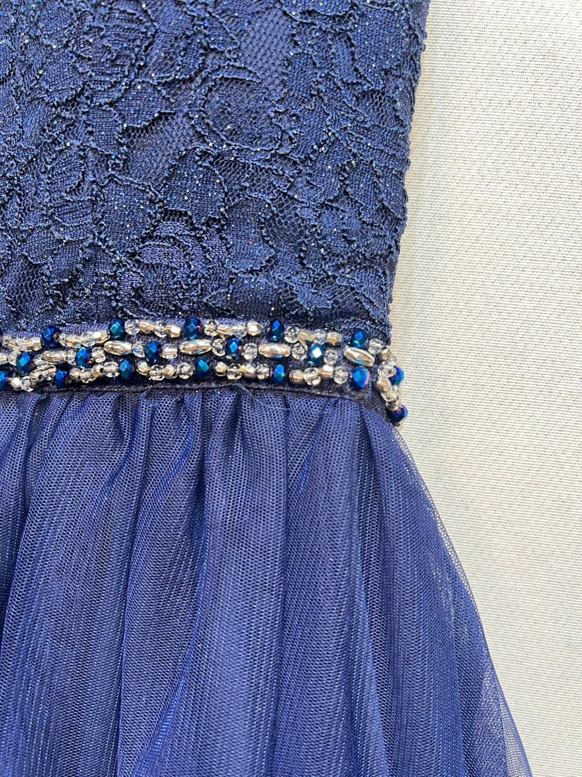 Sequin Hearts Juniors Open Back Padded Prom Formal Dress Sleeveless Sz 3 Navy