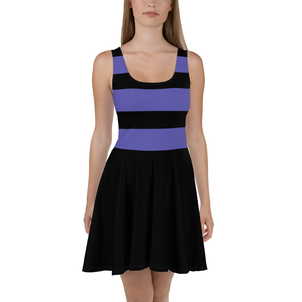 Purple & Black Striped Casual Elegant Skater Dress