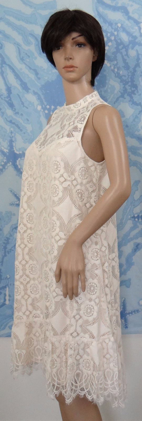 NWT ERIN Fetherston Doily Lace Mara sleeveless asymmetrical ivory Dress,2,4 or 8