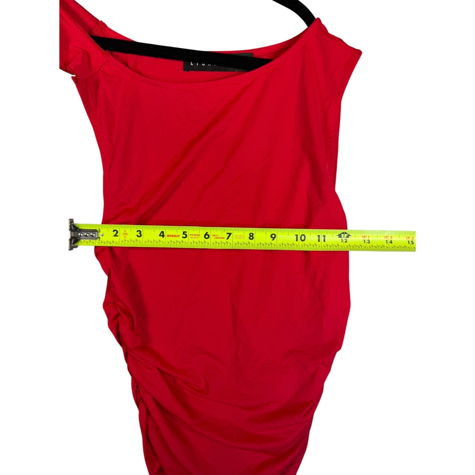Lioness Red One Shoulder Ruched Mini Dress Ruffle Detail Womens Size Small
