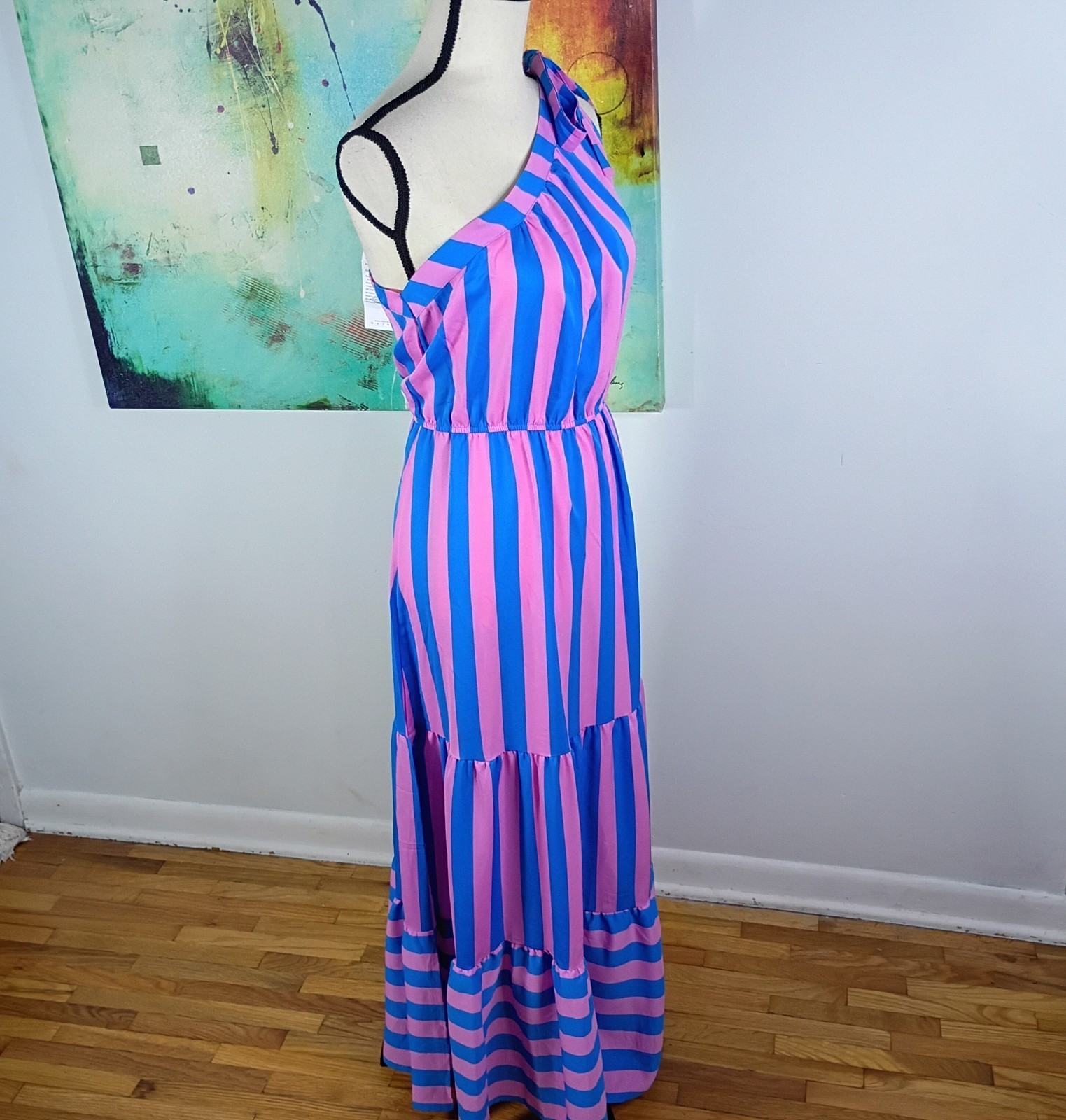 NWT PrettyGarden Pink & Blue Striped Sleeveless Ruffled Sundress