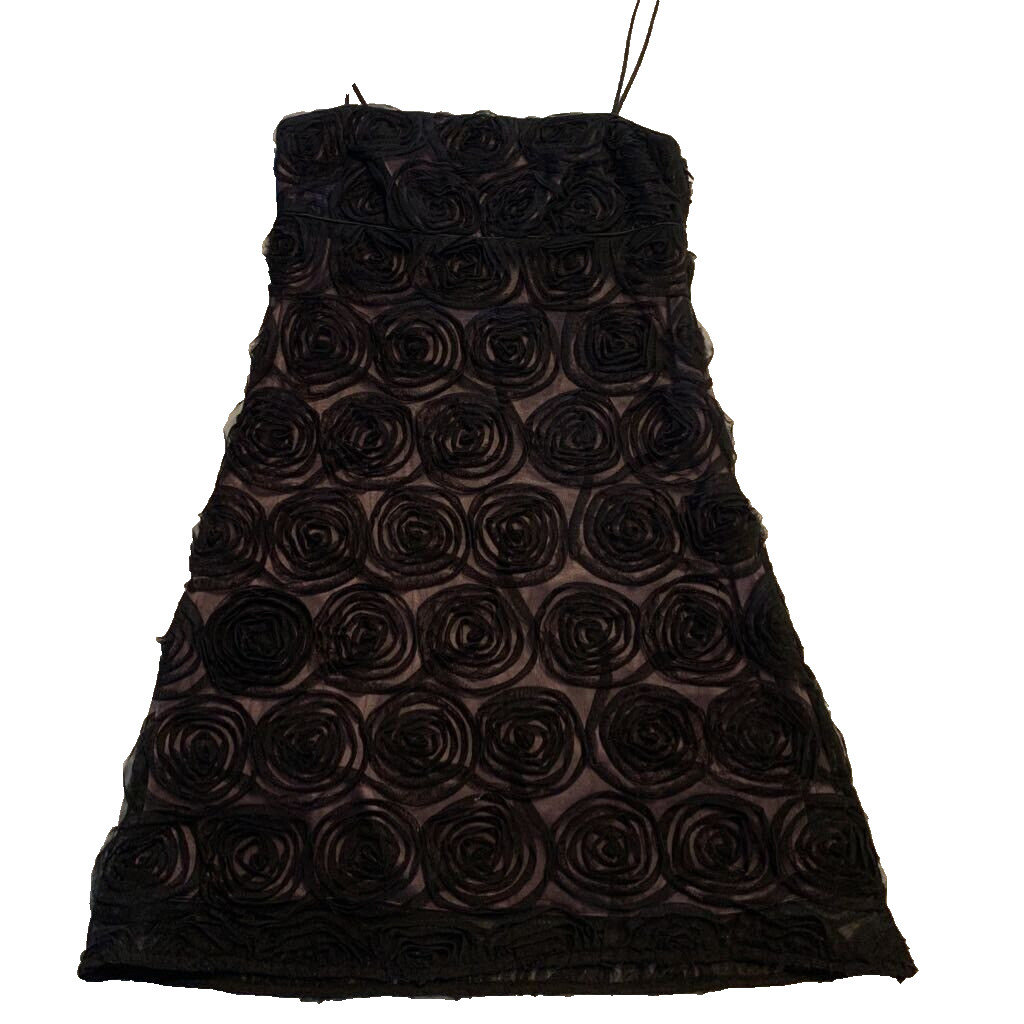 Democracy Womens A Line Dress Black Floral Lined Spaghetti Strap Zipper 2