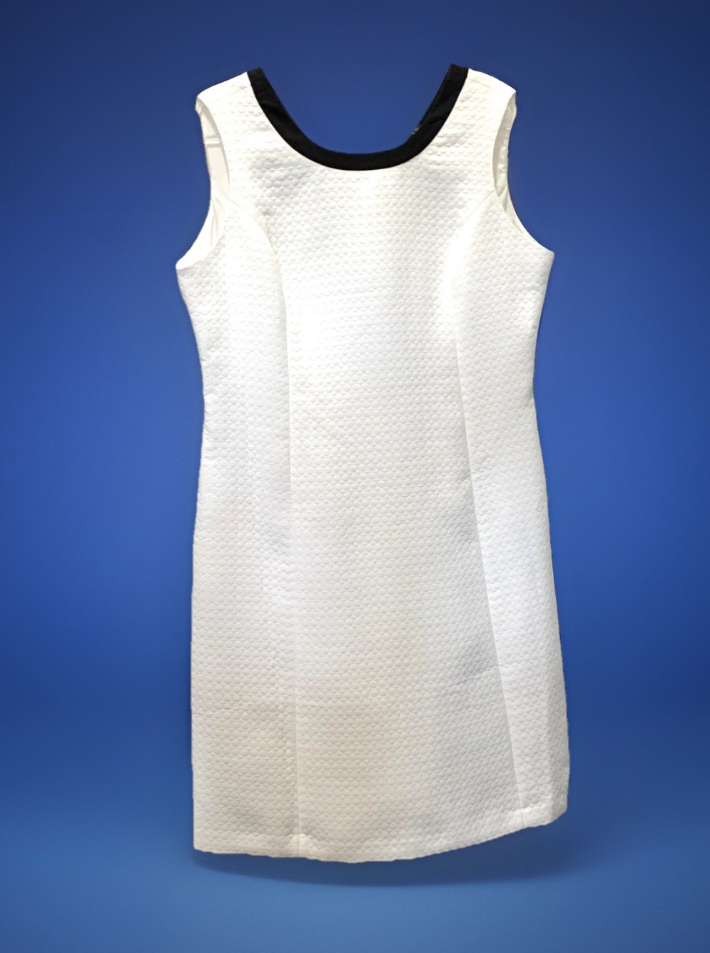 Jones New York White Quilted Sheath Dress Classic Sleeveless Lined Zip, 16 NWT!