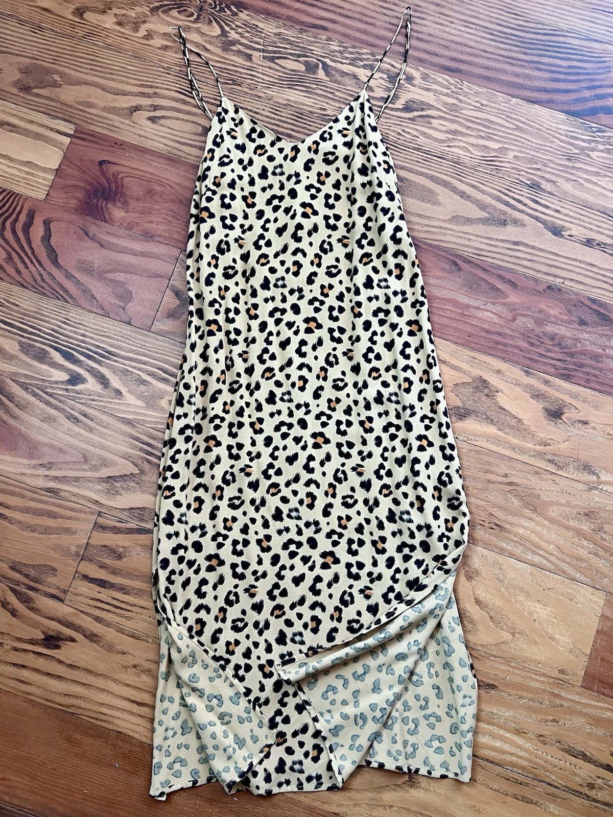 & Other Stories Leopard Print Slip Midi Dress w Adjustable Straps US 4