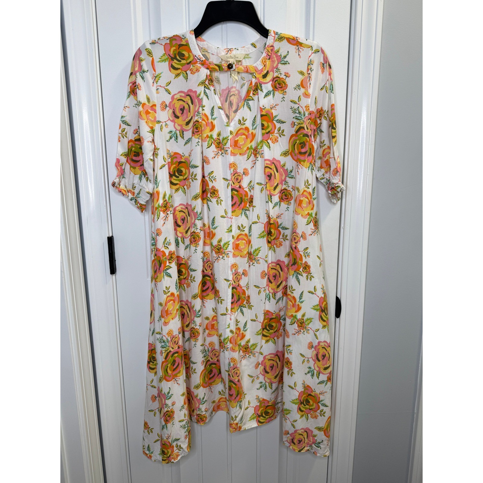 Matilda Jane Floral Tunic Dress XS White Pink Orange Boho Cottagecore