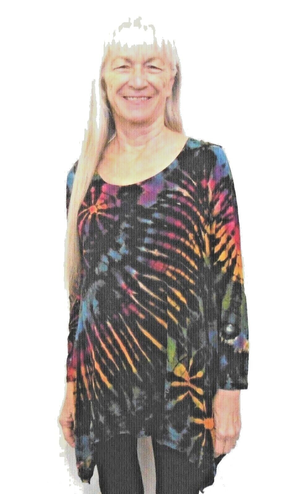 TUNIC TOP Kathmandu Imports NEPAL FAIR TRADE Mudmee Tie Dye LONG Sleeve M/L