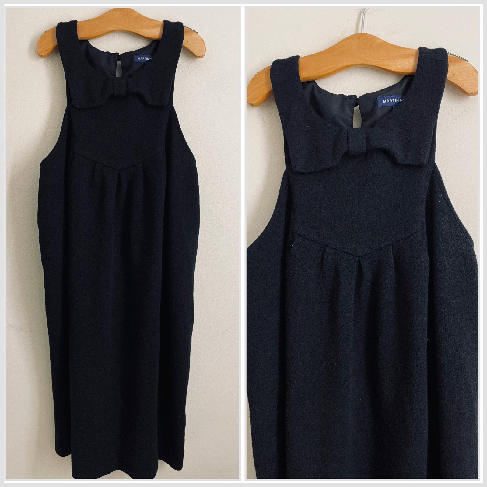 Martin + Osa Black Sleeveless Knit Dress Bow Detail Size 10 | Classic Mini Shift