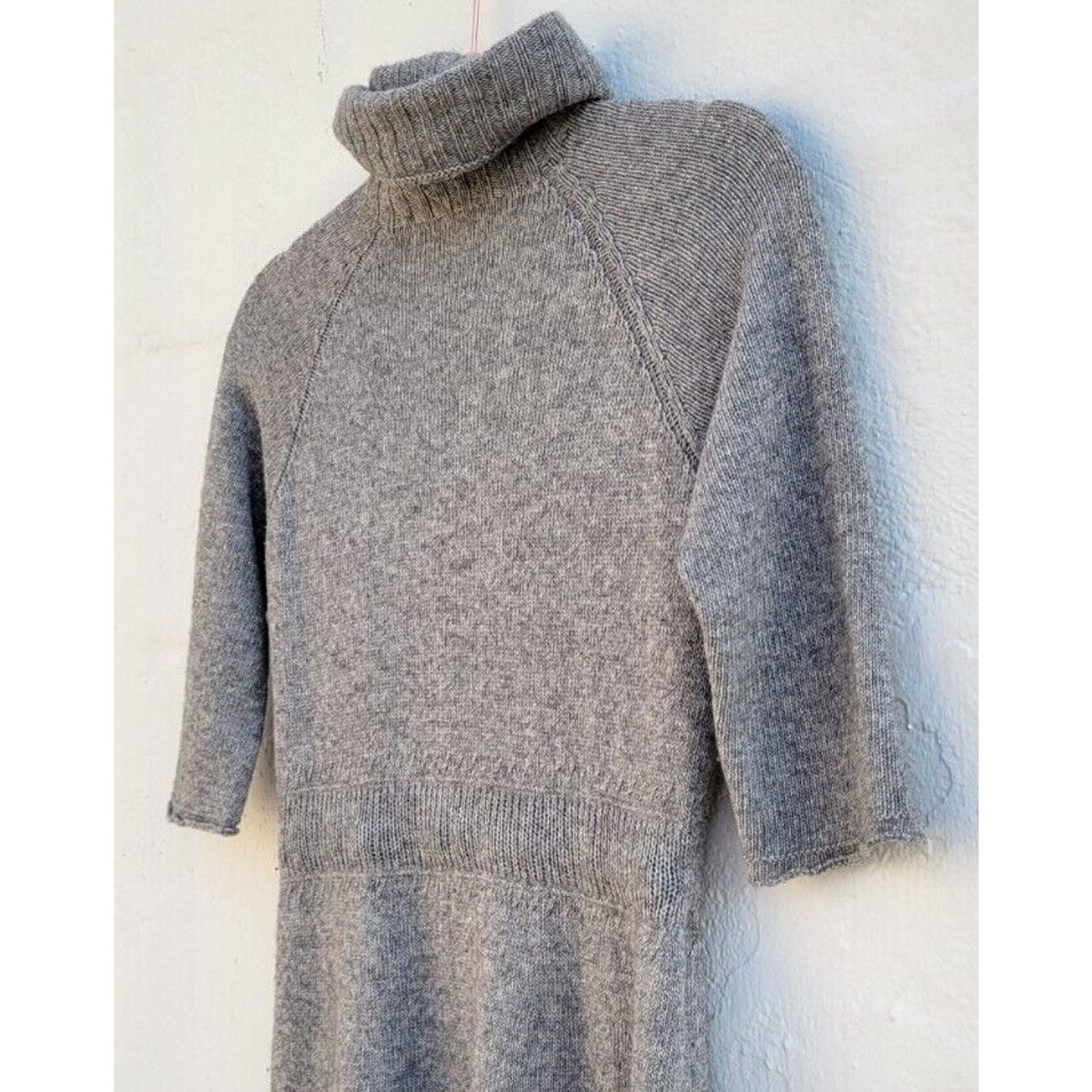 Zara Sweater Dress Womens Medium Gray Wool Cashmere Turtleneck Minimal Soft Girl