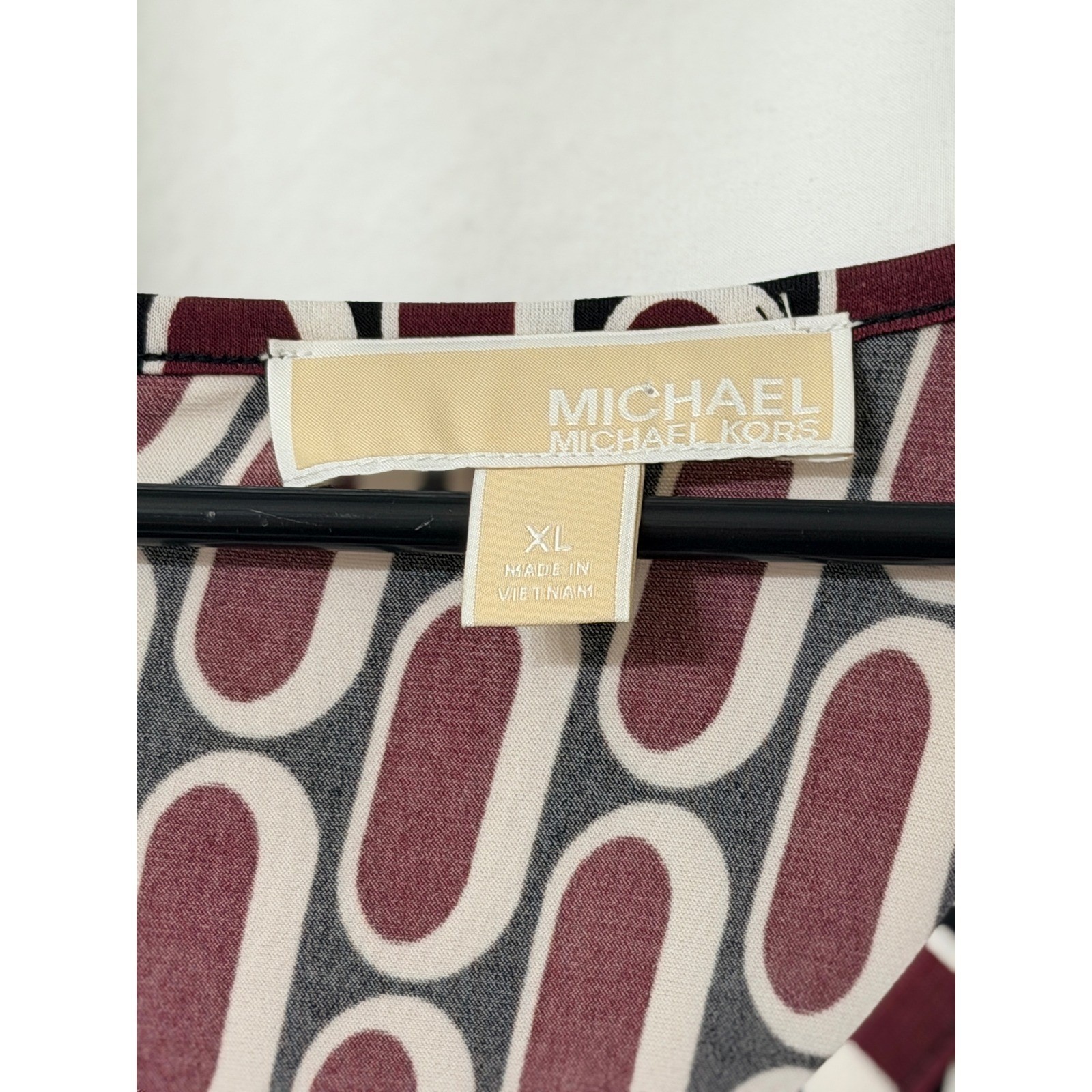 Michael Michael Kors Womens XL Burgundy Geometric Link Print Long Sleeve Dress