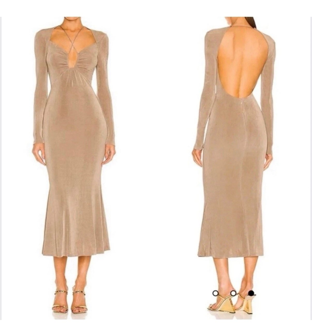 Jason Wu Engracia Khaki Brown Open Back Midi Dress – Size S NWT