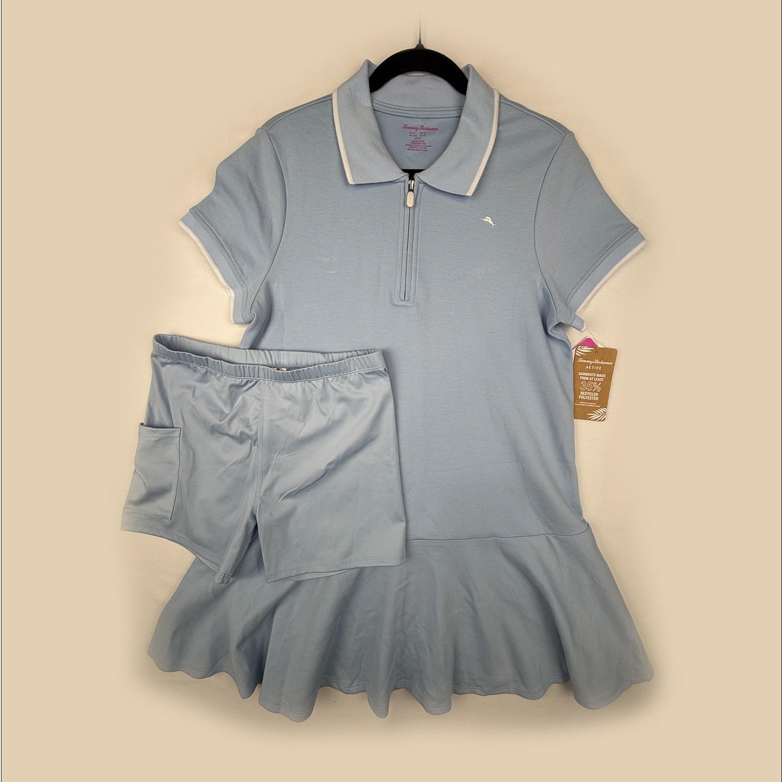 NWT Tommy Bahama Active Golf Dress M Blue 1/4 Zip Tennis Dress With Shorts Size