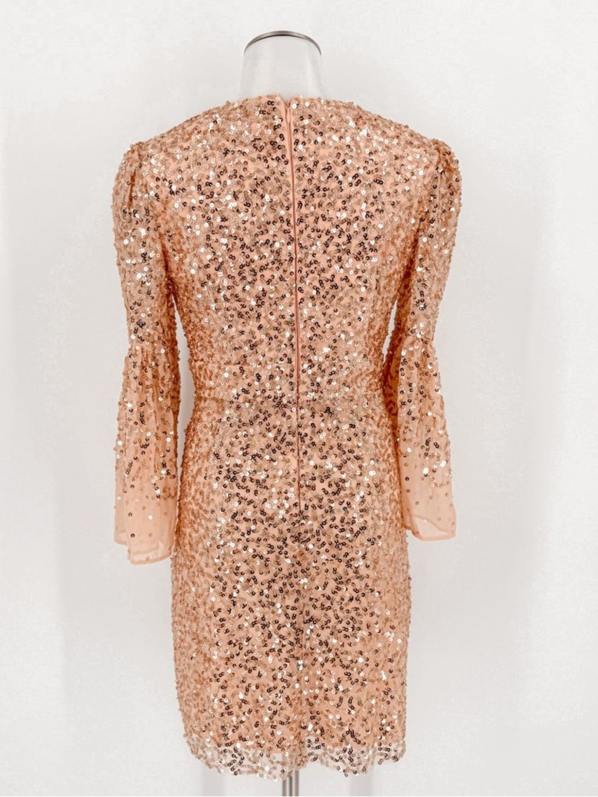 French Connection Blush Sequin V-Neck Mini Dress