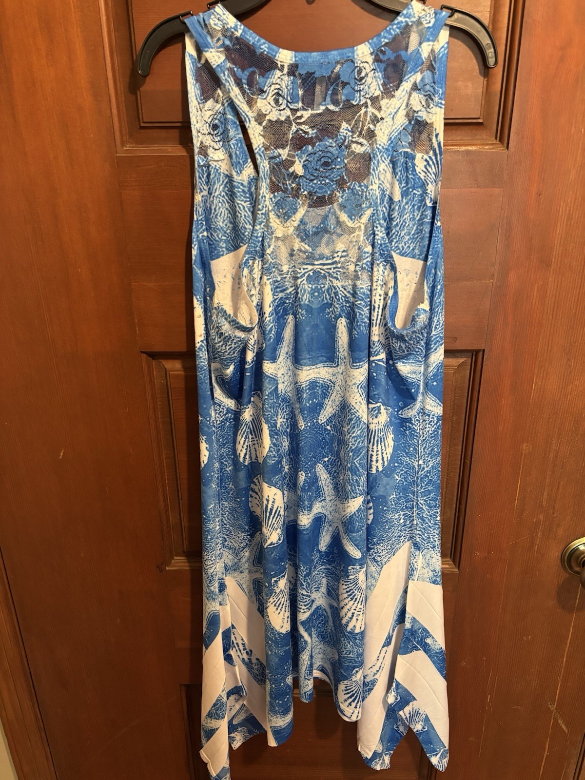 India Boutique Swim Coverup Silky Beachy Seashell Star Fish Sequins One Size EUC
