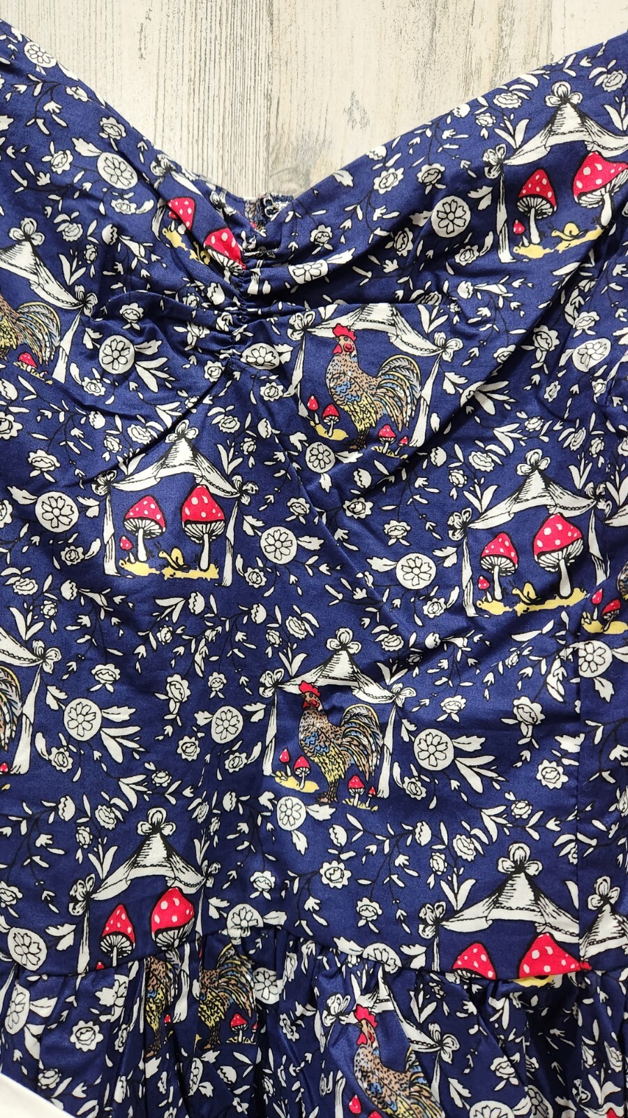 UNIQUE VINTAGE Navy Mushroom Botanica Print Dakota 50’s Flare Dress Size MEDIUM