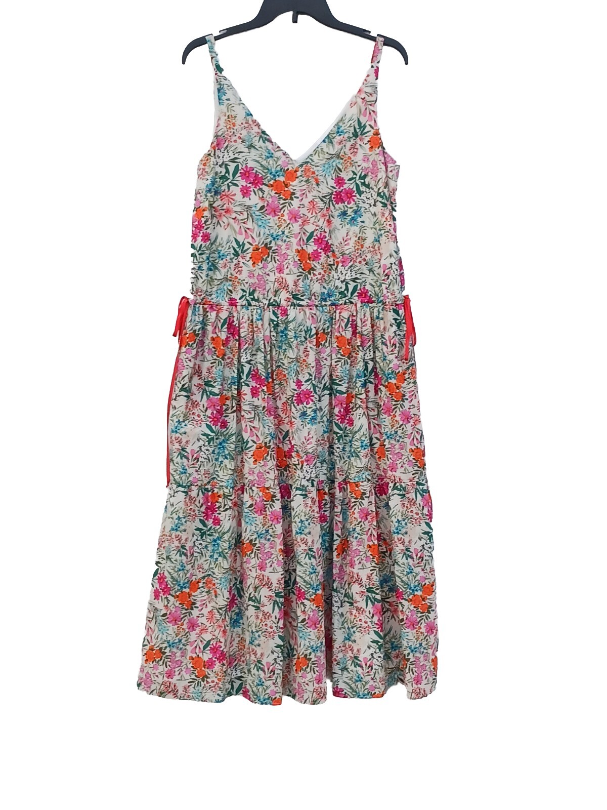 Lavender Brown Midi Dress XS White Red Green Blue Drawstring V neck S NEW $239