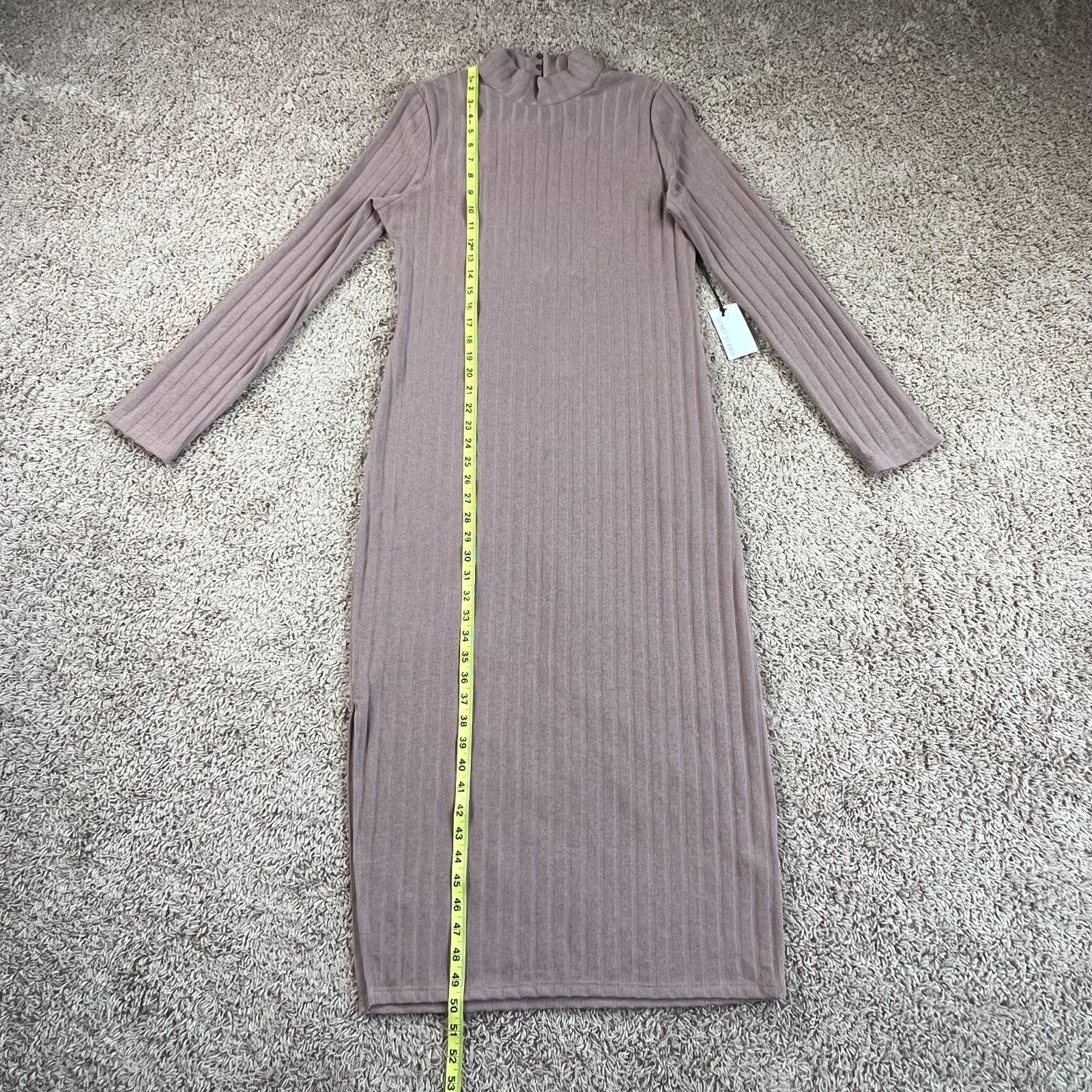 FLORET STUDIOS Womens Mocha Mock Neck Knit Midi Dress XL Side Slit Back Cutout