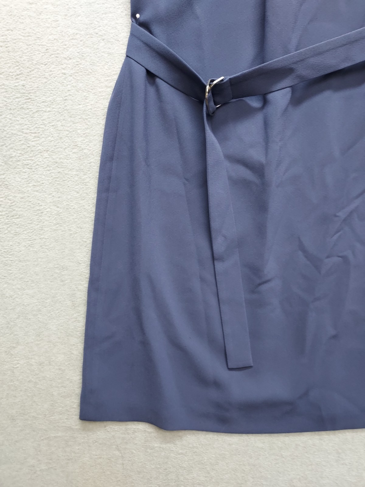 Hugo Boss Women Shift Dress 12 Blue Back Zipper Tie Waist Short Sleeve Cocktail