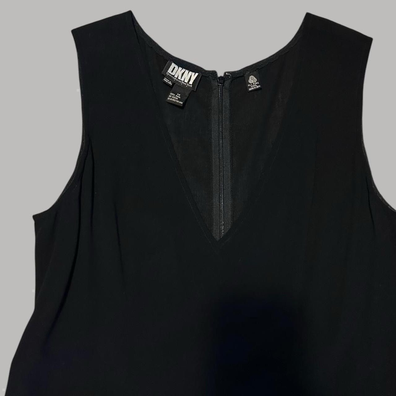 Vintage 90s DKNY 100% Wool Black Semi Sheer Lightweight Woven Long Maxi Dress 14