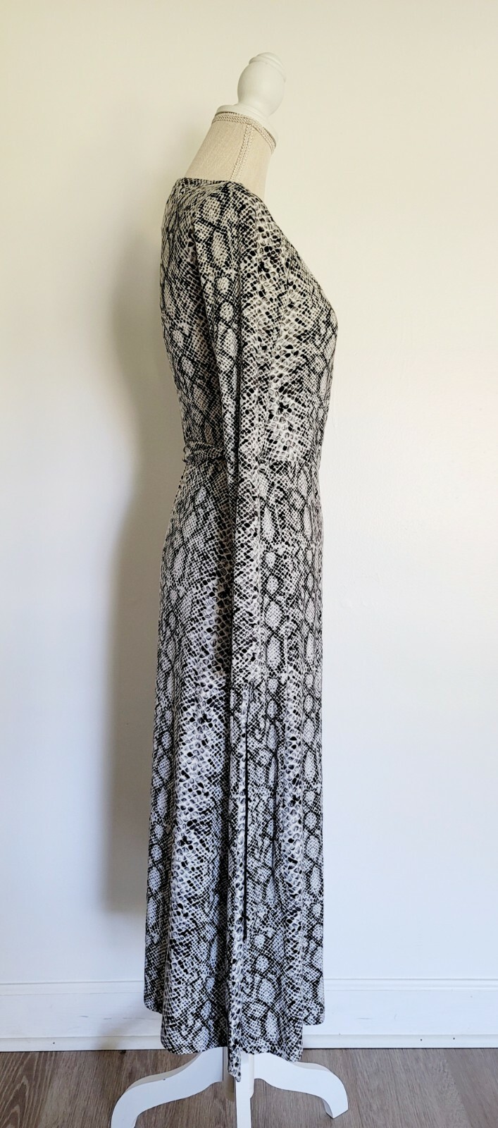 Good American Black White Python Runaround Midi Maxi Wrap Snakeskin Dress Small