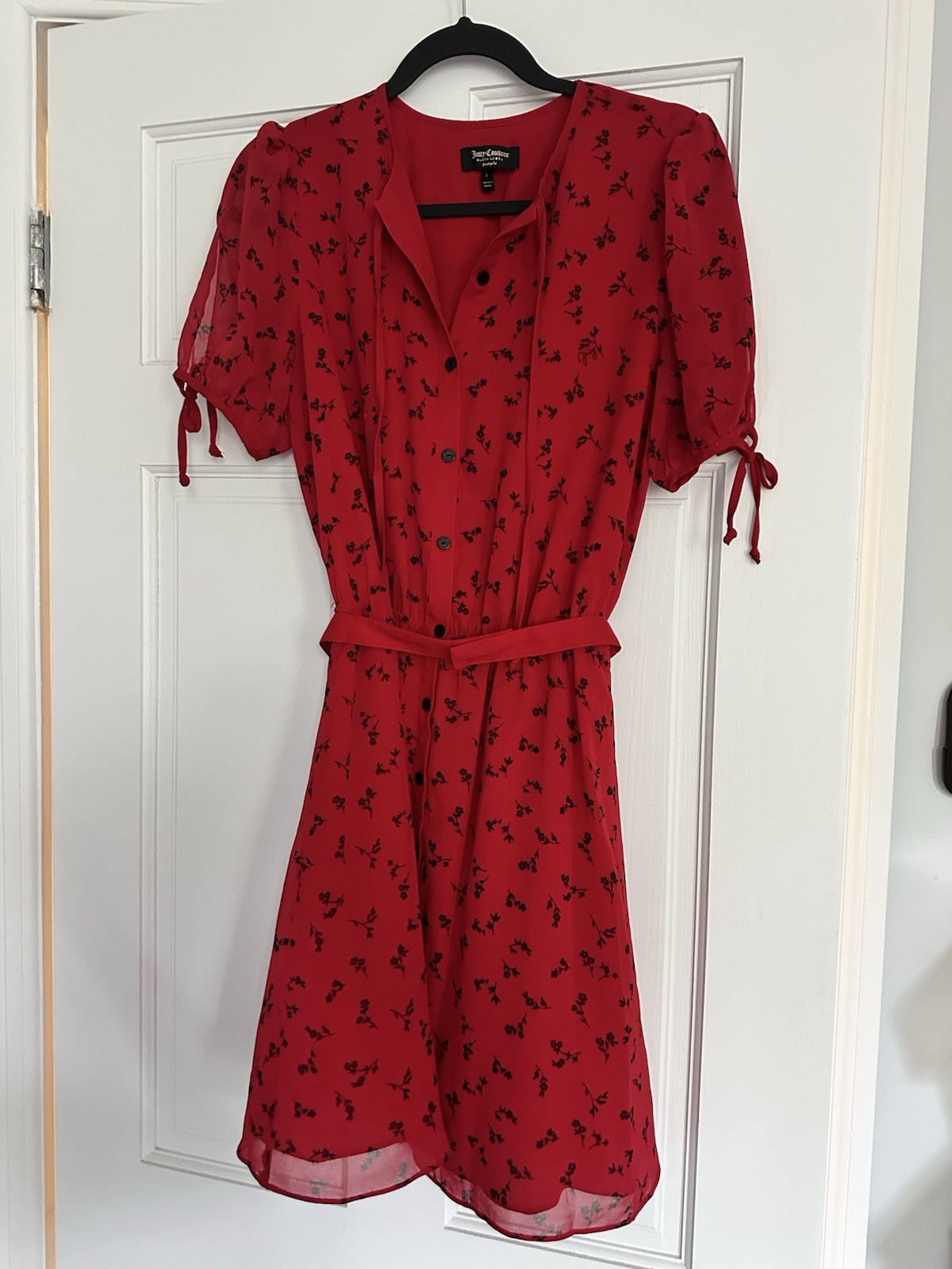 Juicy Couture Black Label Red Printed Dress Women’s Small Excellent Condition