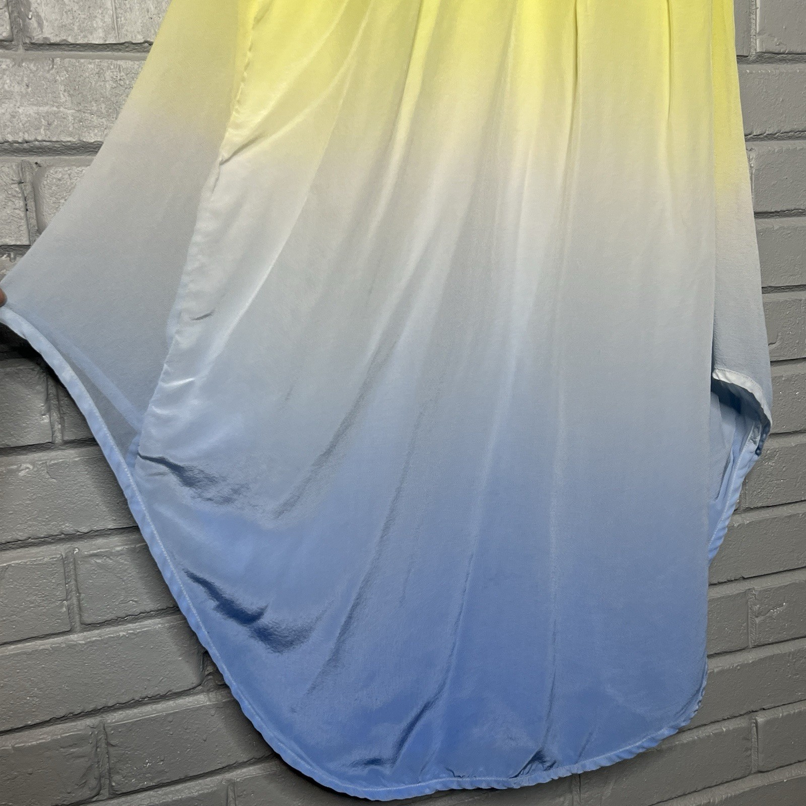 Gypsy 05 Triangle Spaghetti Panel V-Neck Cami Dress in Sky & Lime Size XS