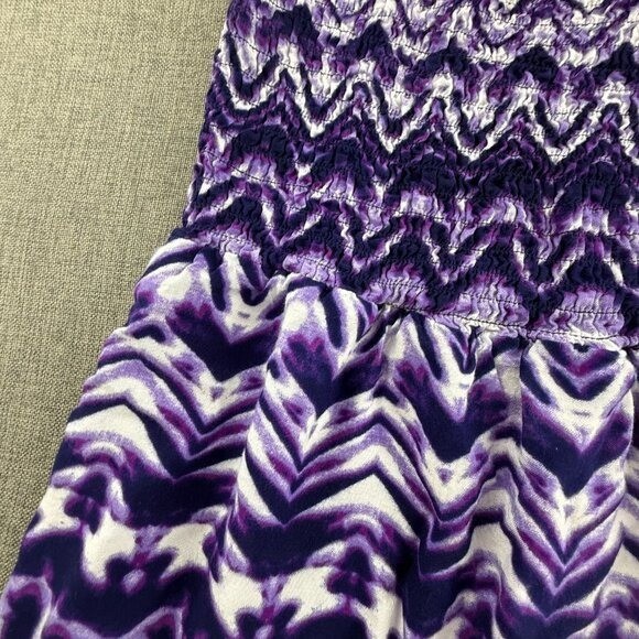Elementz Boho Maxi Dress Petite Large Purple & White Sleeveless Stretchy Rayon