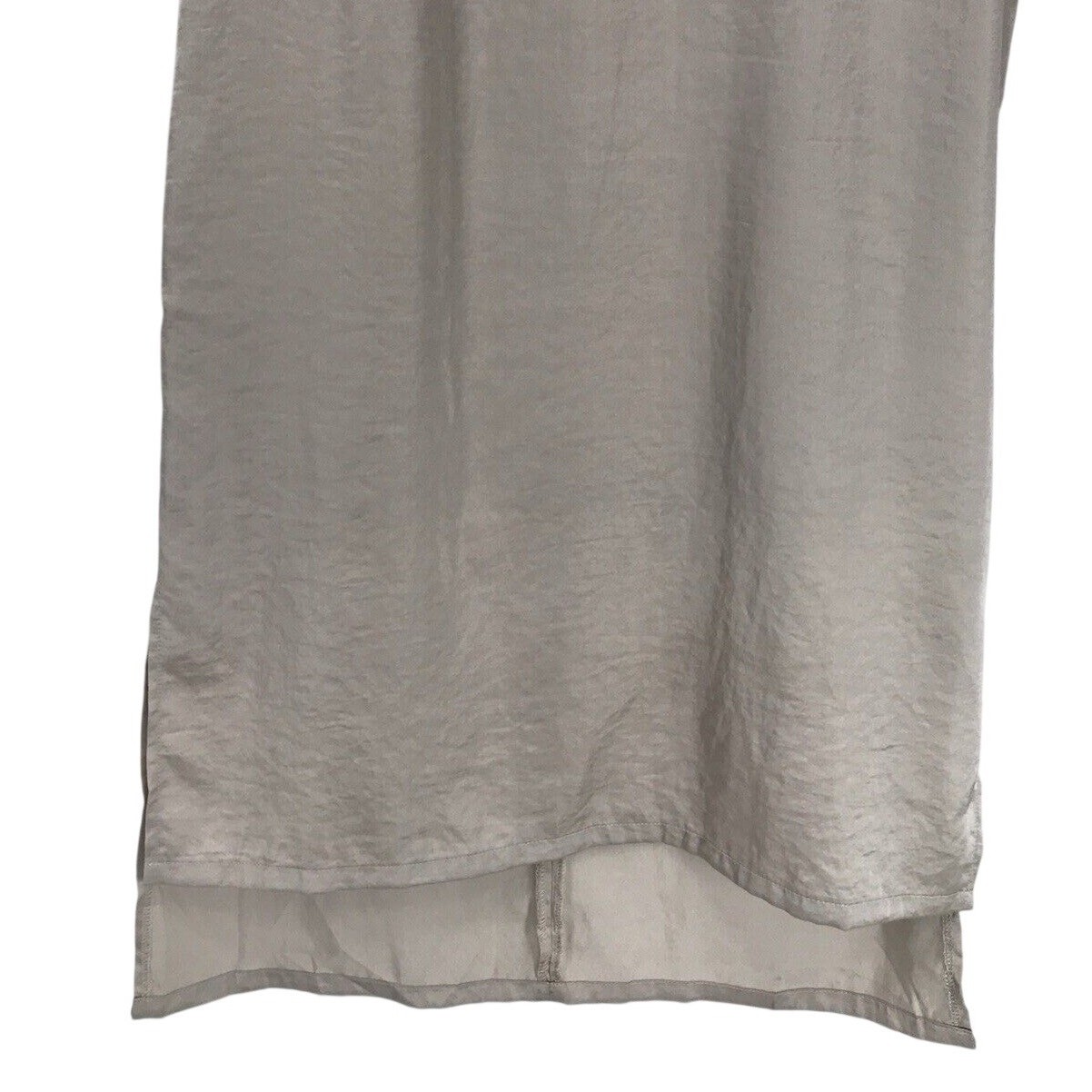 MOD REF Champagne Short Sleeve Crinkle Satin Midi Straight Shift Dress Size S