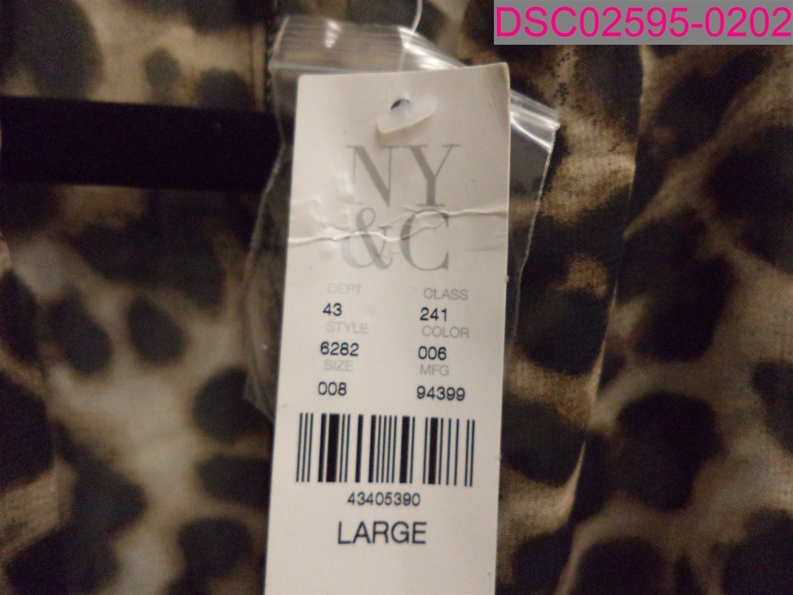 Hole-Stain on Back Bottom-NY&C Leopard Print Long sleeve Sheer Dress Large