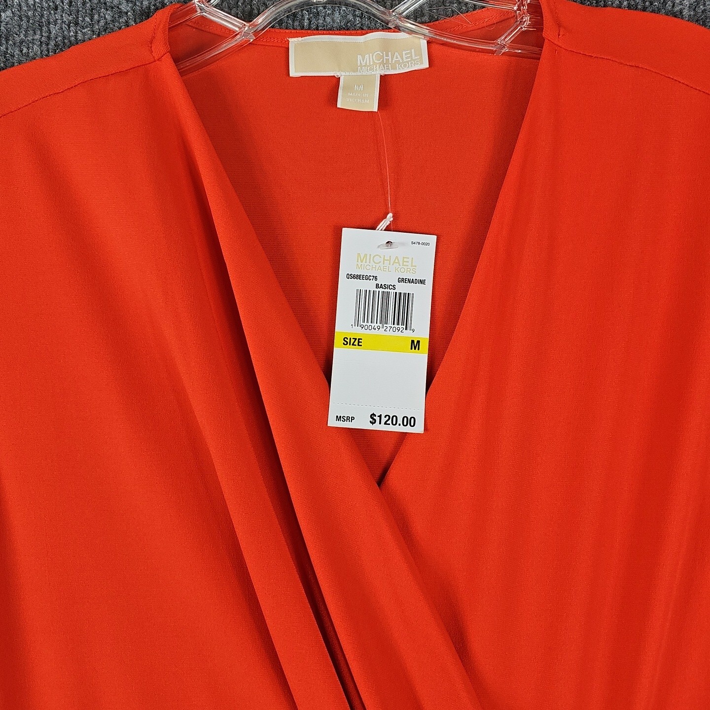 Brand New Michael Kors Sleeveless V-Neck Coral Red Gold Hardware Msrp $120 Sz M