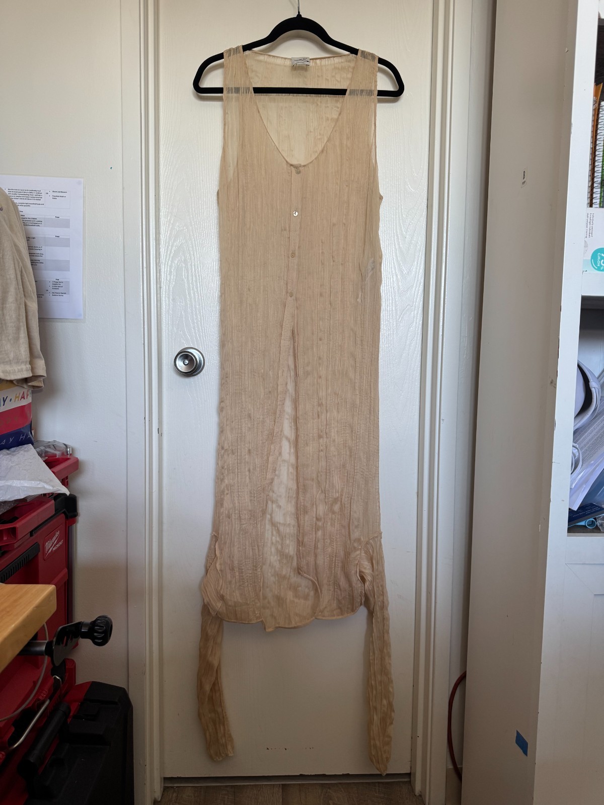 Massimo Dutti Limited Edition SS25 Pleated Maxi Dress Tunic Vanilla Size S EUC