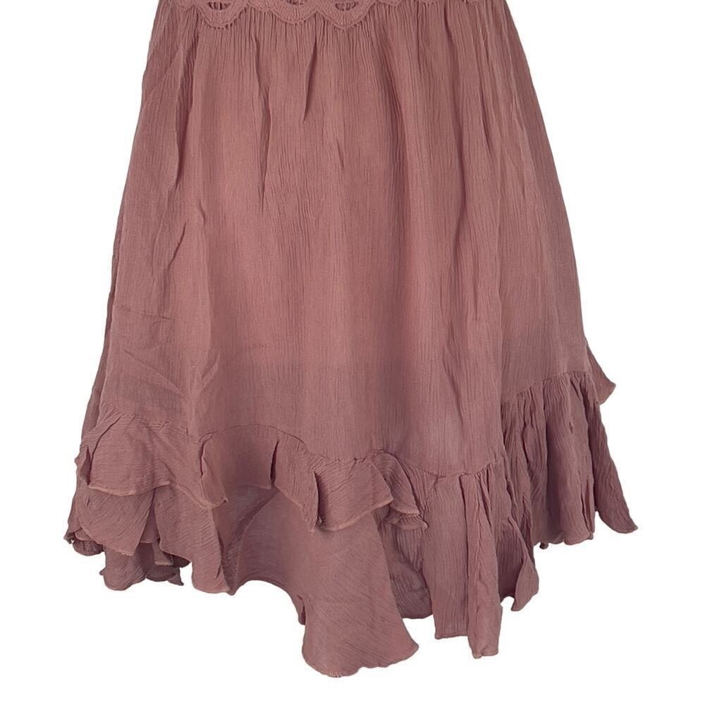 Free People Intimately Adella Lace Slip Mini Dress Mauve Pink Boho NWT XS