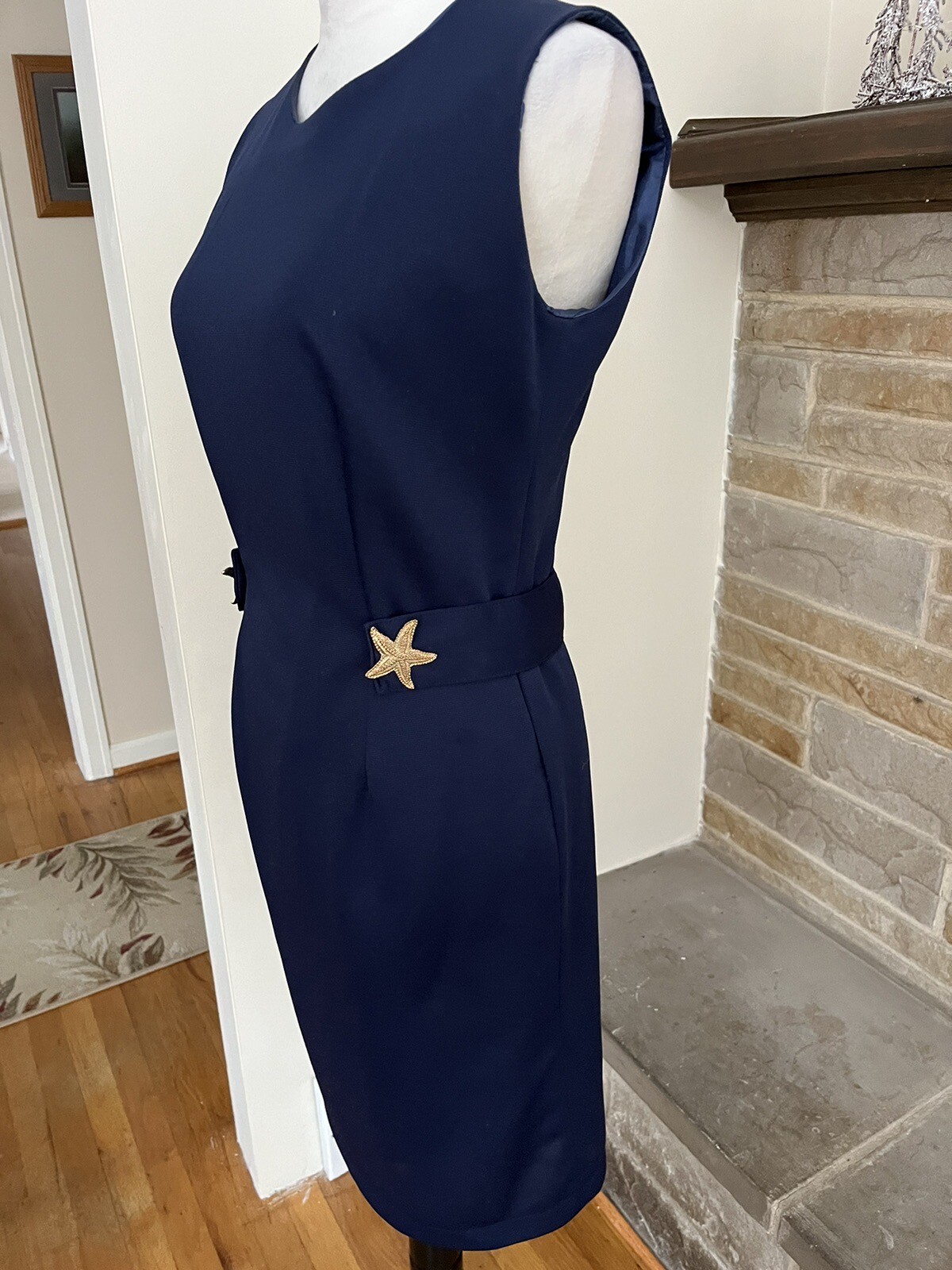 LAURLA NWT navy lined dress w/starfish applique sz M made in the USA