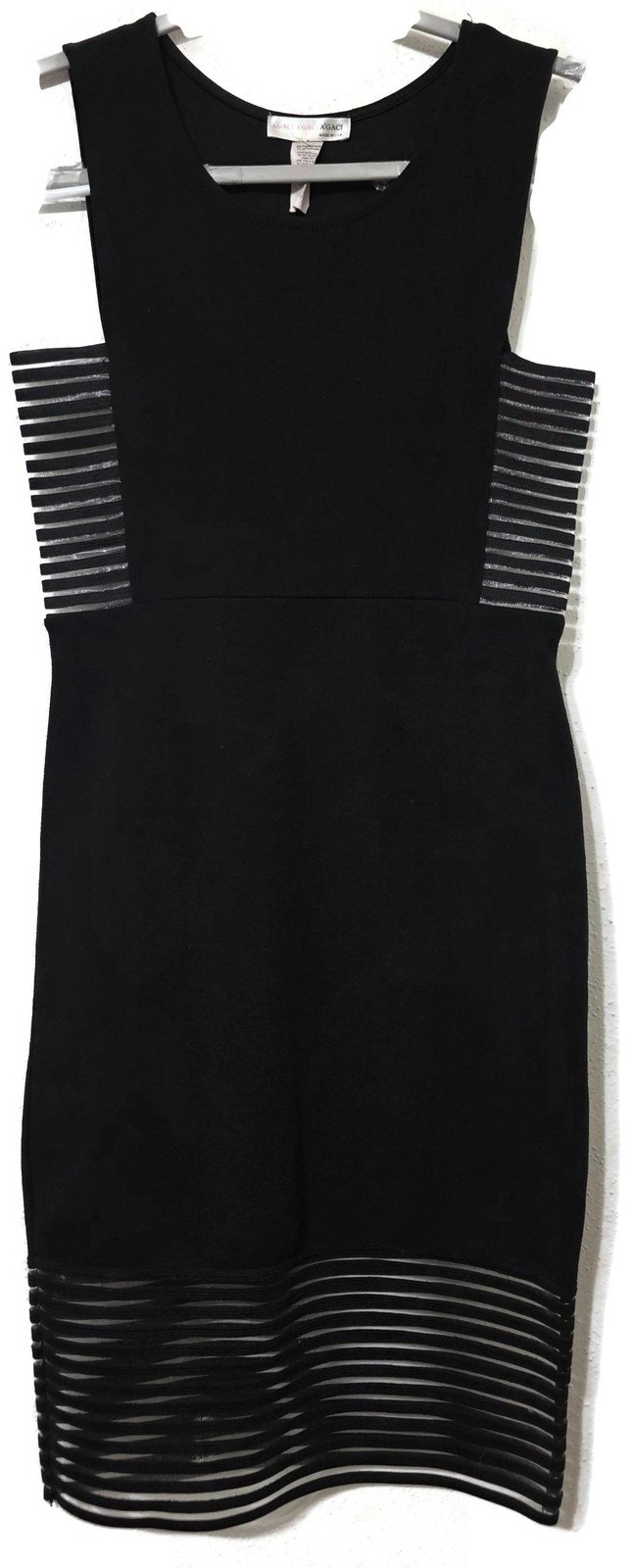 A’GACI Dress Womens Medium Black Bodycon Sheath Mesh Panel Mini Party Cocktail