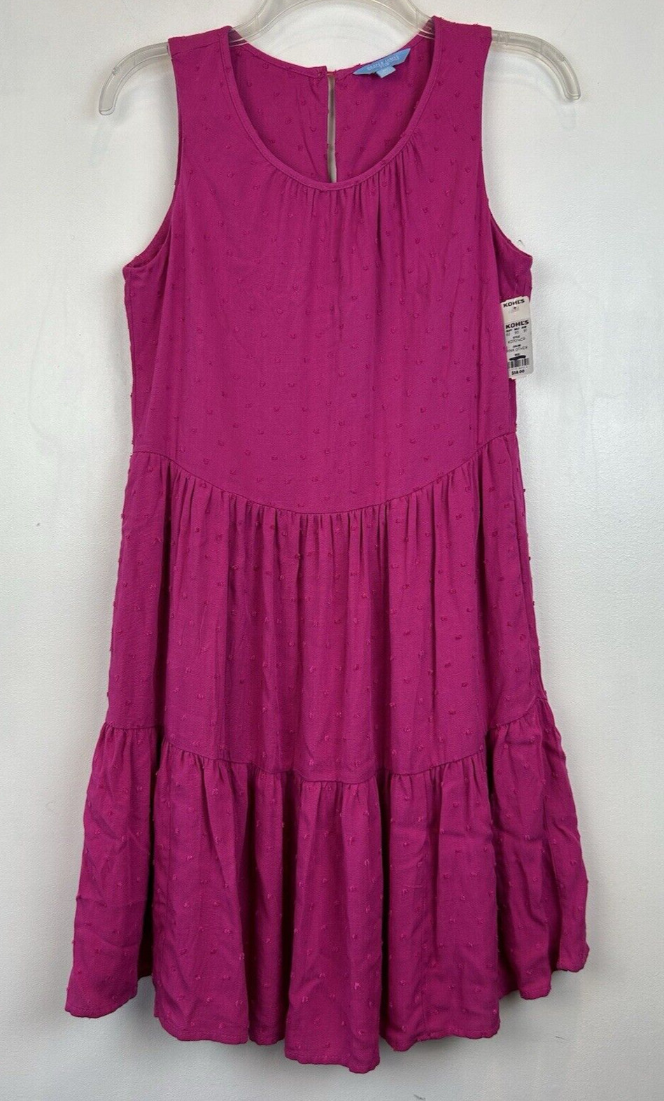 Draper James Dress Womans XL Hot Pink Pockets Tiered Peasant Prairie Flowy