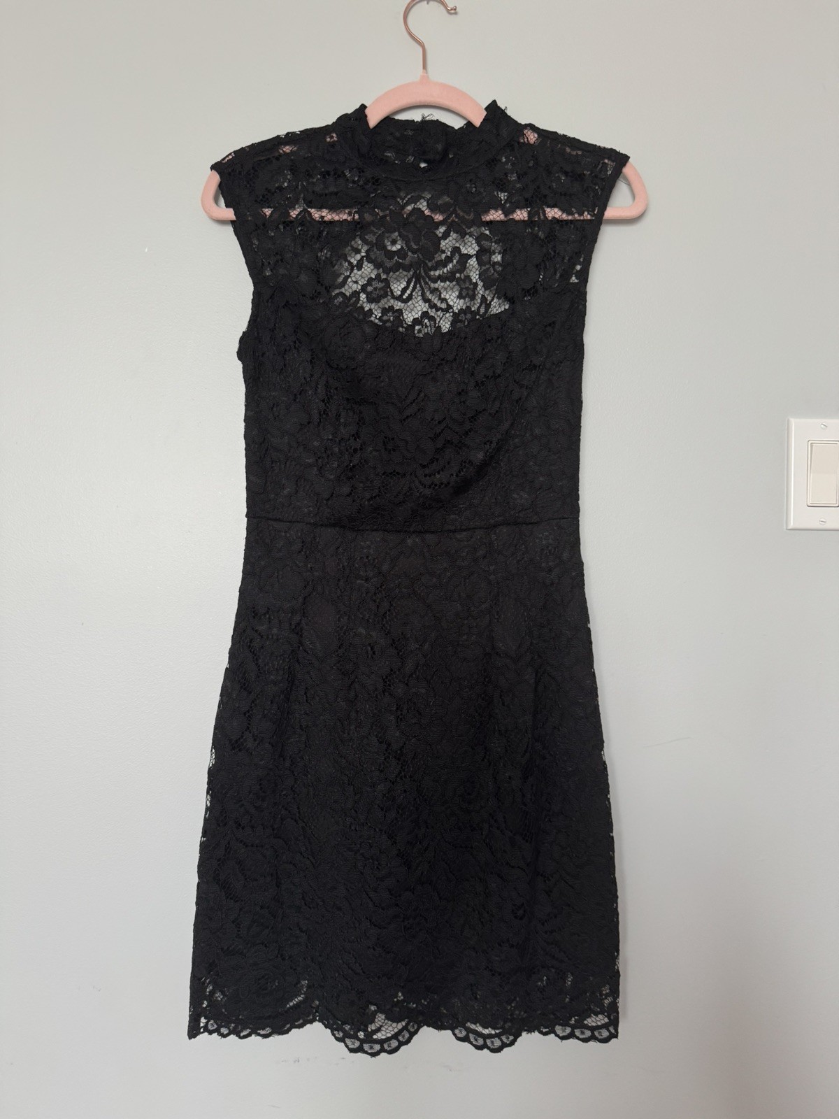 Le Château Black Lace Open Back Cocktail Dress NWT Small Made in Canada