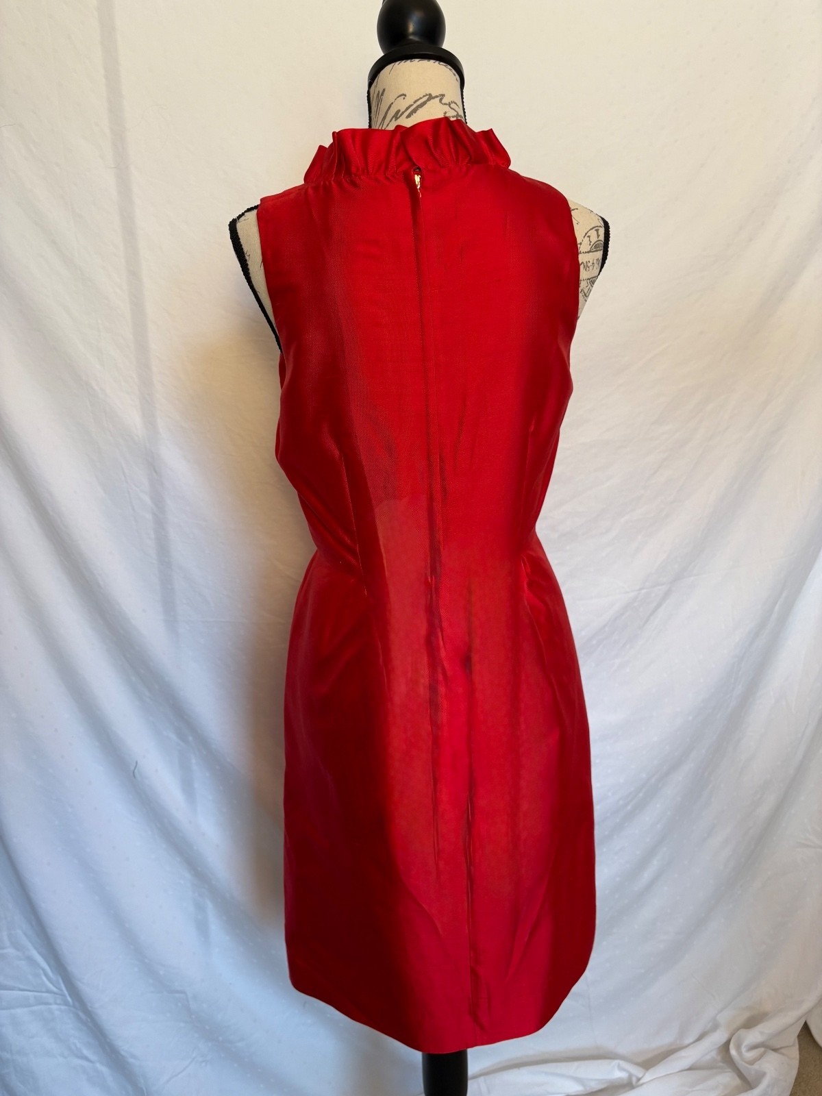 Kate Spade New York Red Silk Blend Ruffle Neck Fit & Flare Cocktail Dress Size