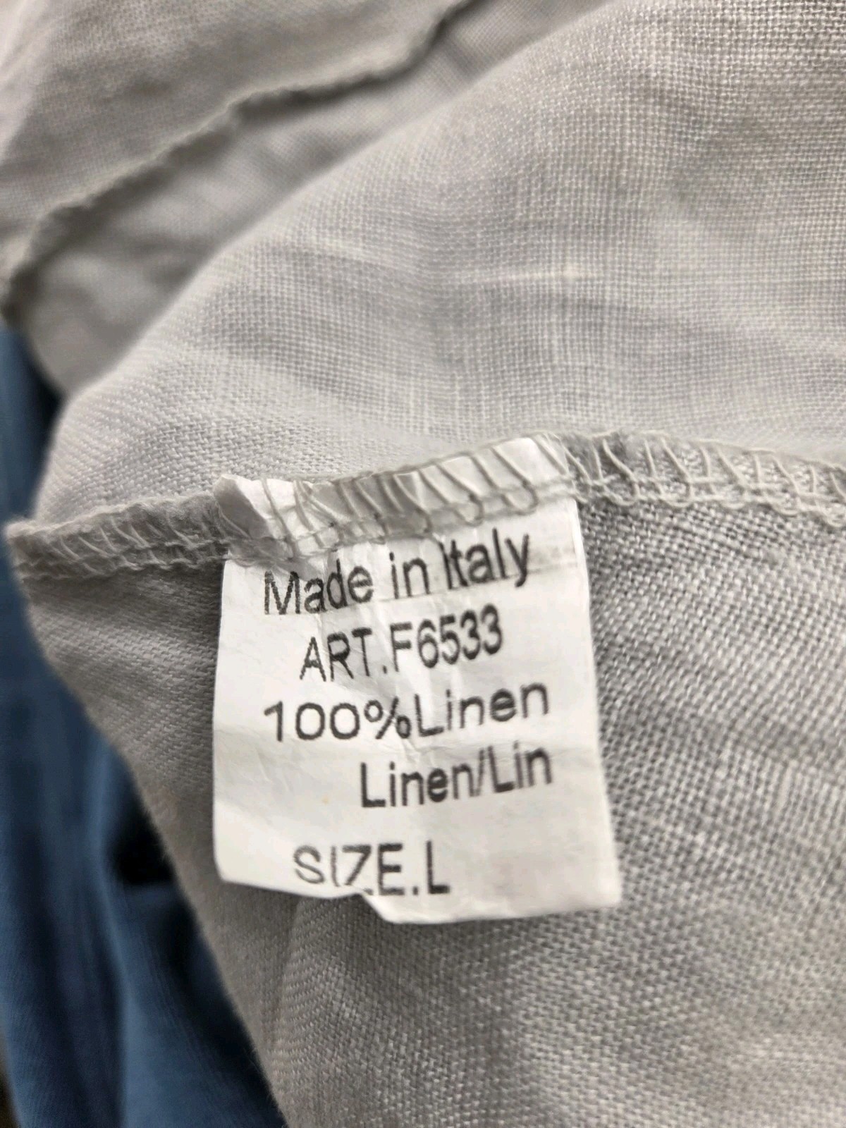 Puro Lino Dress Gray 100% Linen Braided Trim Coastal Breathable Made in Italy