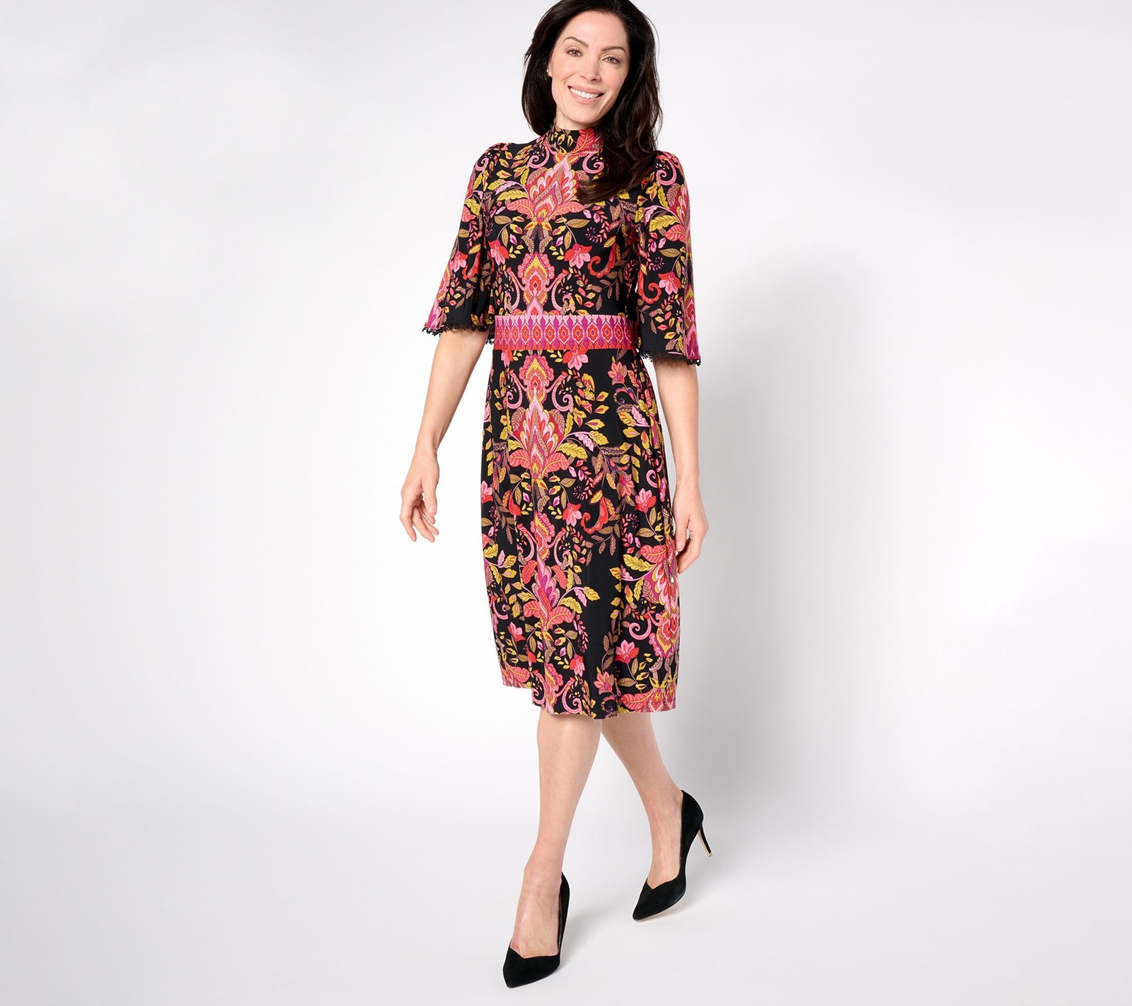 Susan Graver Women’s Petite Dress PXL Printed Liquid Knit Multi-colored A673992